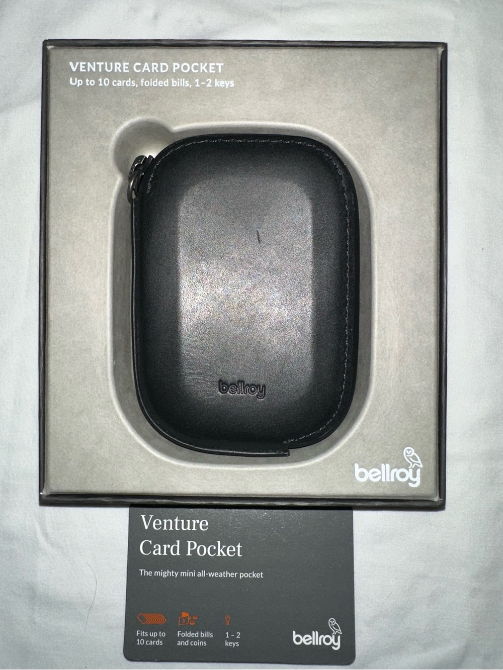 Bellroy Venture Card Pocket - black leather NWT